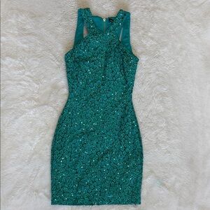 BEBE Teal Textured Mini Dress